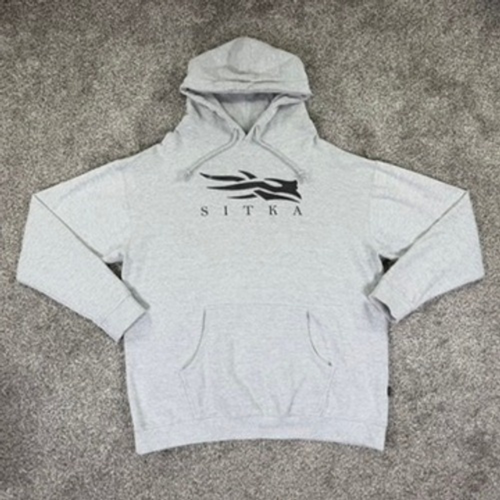 Sitka Gear Mens‎ XXL Heather Gray Logo Graphic Pullover Hoodie Sweatshirt 2XL